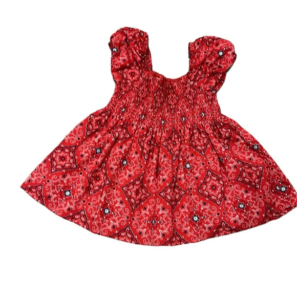 Hartstrings smocked bandana print short sleeve top size 10 - Picture 1 of 8